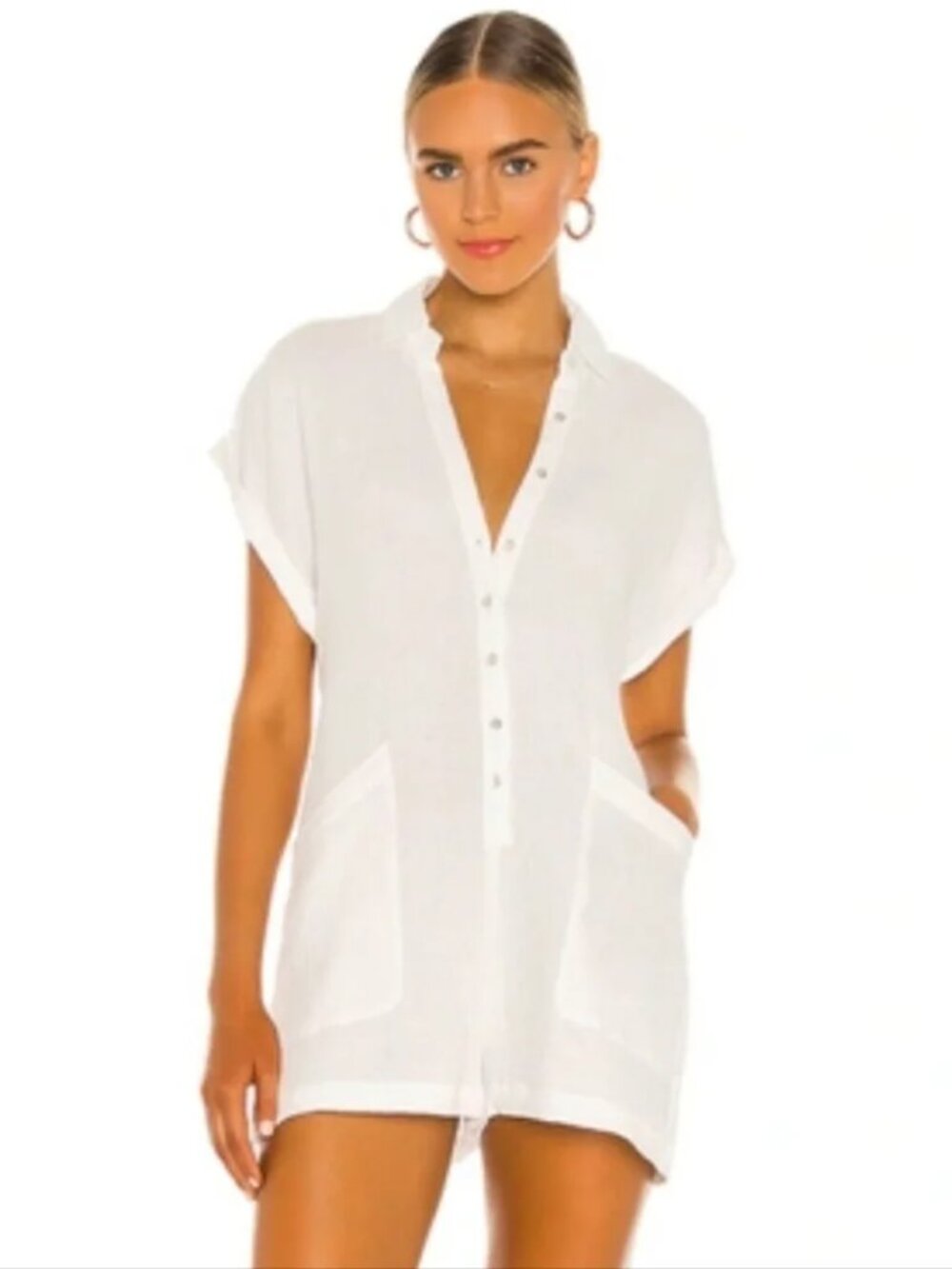 L*Space Mika Gauzy Cover-Up Romper White XS